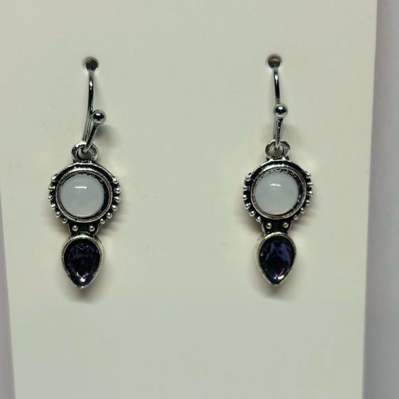 Jewelry - NWOT Elegant Silver and Purple Drop Earrings